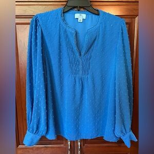CeCe Vibrant Blue Textured Blouse size M